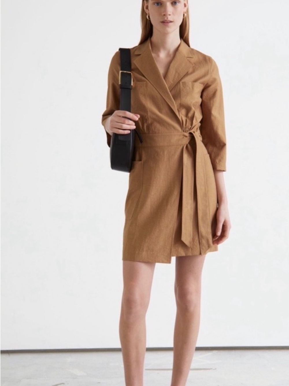Tailored Wrap Dress in Camel And Other
